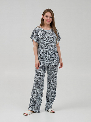 Штапельные, свободные, прямые брюки серые